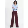 Bordowe spodnie typu wide leg SD81 Bordo - Nife