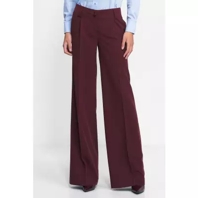 Bordowe spodnie typu wide leg SD81 Bordo - Nife