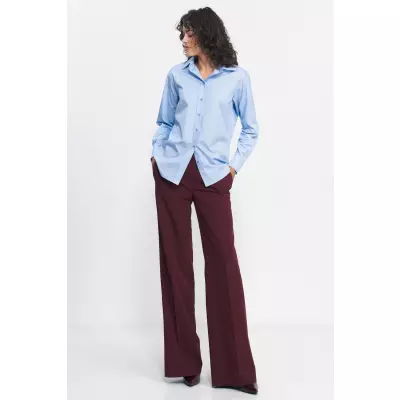 Bordowe spodnie typu wide leg SD81 Bordo - Nife