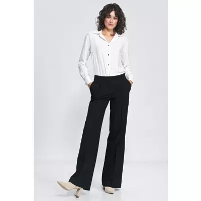 Czarne spodnie typu wide leg SD81 Black - Nife