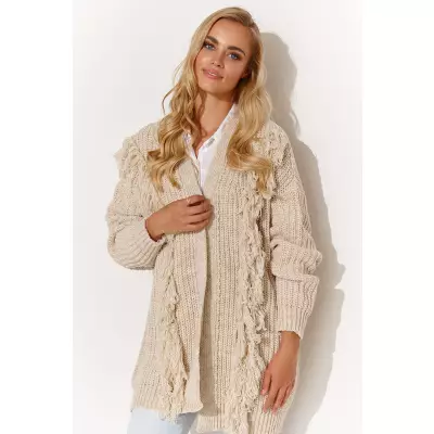 Sweter Kardigan Model S142 Beige Melange - Makadamia