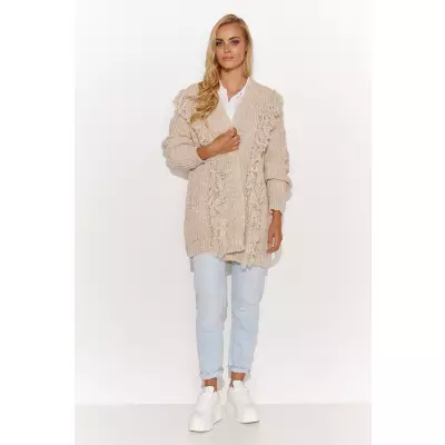 Sweter Kardigan Model S142 Beige Melange - Makadamia