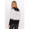 Sweter Damski Model S141 White/Black/Cappuccino - Makadamia