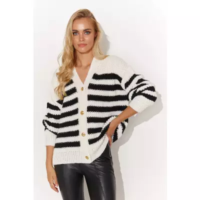 Sweter Damski Model S139 Ecru/Black - Makadamia