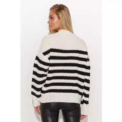 Sweter Damski Model S139 Ecru/Black - Makadamia