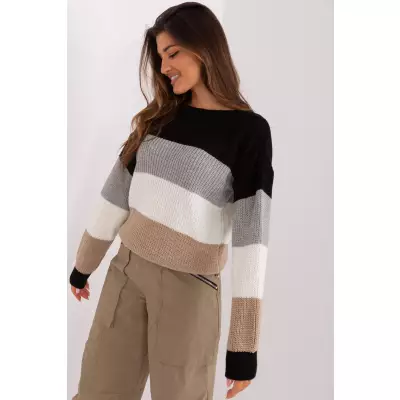 Sweter Damski Model BA-SW-8024.57P Black/Beige - Badu