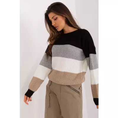 Sweter Damski Model BA-SW-8024.57P Black/Beige - Badu