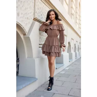 Sukienka Model Almeria JBR SUK0297 Light Brown - Roco Fashion