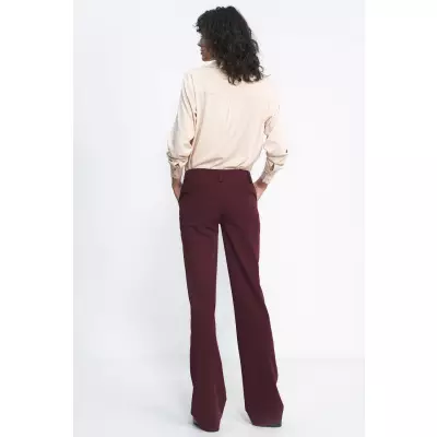 Bordowe spodnie typu bootcut SD80 Bordo - Nife