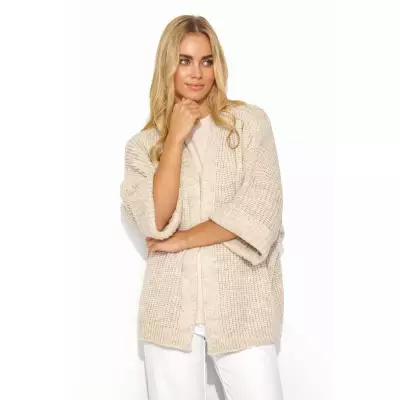 Sweter Kardigan Model S145 Beige Melange - Makadamia