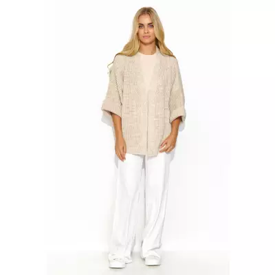 Sweter Kardigan Model S145 Beige Melange - Makadamia