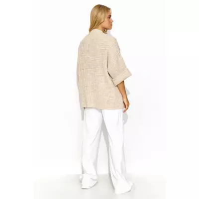 Sweter Kardigan Model S145 Beige Melange - Makadamia