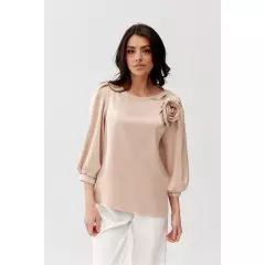 Bluzka Model Giana BEZ BLU0178 Beige - Roco Fashion