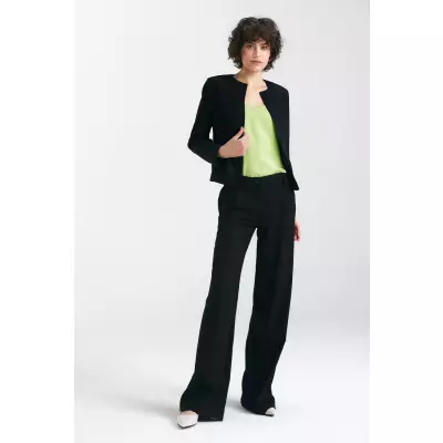 Spodnie lniane wide leg SD85 Black - Nife