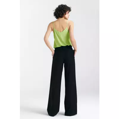 Spodnie lniane wide leg SD85 Black - Nife