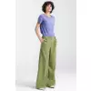 Spodnie lniane wide leg SD85 Green - Nife