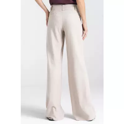 Spodnie lniane wide leg SD85 Beige - Nife