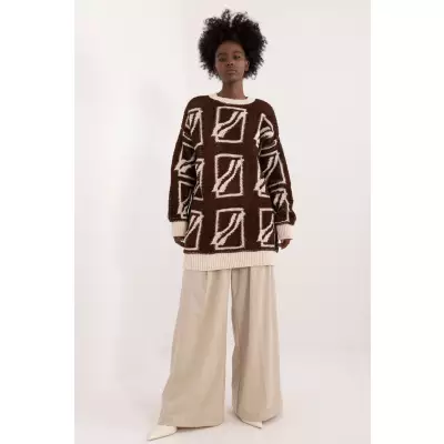 Sweter Damski Model BA-SW-0277.02 Dark Brown - Badu