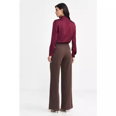 Spodnie z zakładkami wide leg SD102 Brown - Nife