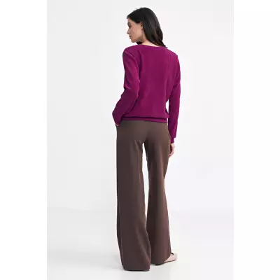 Spodnie z zakładkami wide leg SD102 Brown - Nife