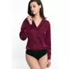 Satynowa koszula body K80 Bordo - Nife