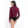 Satynowa koszula body K80 Bordo - Nife