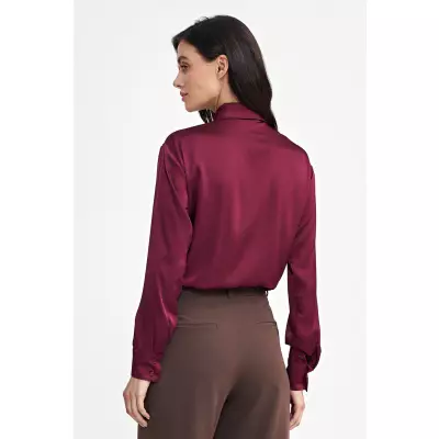 Satynowa koszula body K80 Bordo - Nife