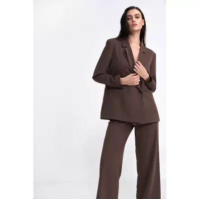 Marynarka oversize dwurzędowa Z69 Brown - Nife