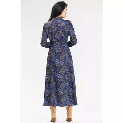 Sukienka Model A665 Navy/Brown Pattern - awama