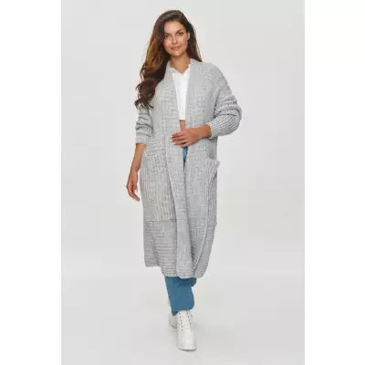 Sweter Kardigan Model S153 Grey Melange - Makadamia