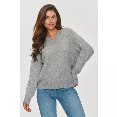 Sweter Damski Model S152 Grey Melange - Makadamia