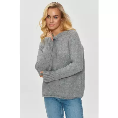 Sweter Damski Model S150 Grey Melange - Makadamia