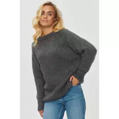 Sweter Damski Model S150 Grafit Melange - Makadamia