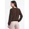 Bluza z dzianiny prążkowanej z długim rękawem BL08 Brown - Nife