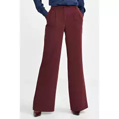 Spodnie z zakładkami wide leg SD102 Bordo - Nife