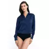 Satynowa koszula body K80 Navy - Nife