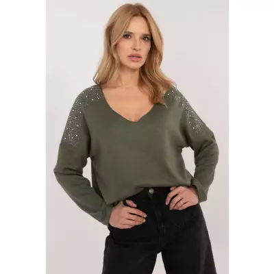 Sweter Damski Model DHJ-SW-17690.21 Khaki - Italy Moda