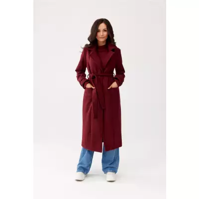 Płaszcz Damski Model Sovan BOR PLA0035 Bordo - Roco Fashion