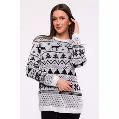 Sweter Damski Model MXS09 White - Moe