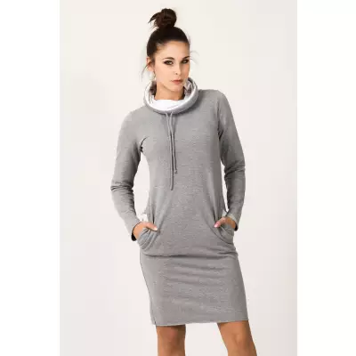 Sukienka Model Kaja 7 Light Grey/White - Tessita