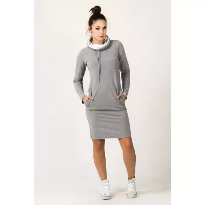 Sukienka Model Kaja 7 Light Grey/White - Tessita