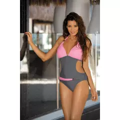 Jednoczęściowy strój kąpielowy Kostium Kąpielowy Model Beatrix Ardesia-Hollywood M-337 Pink/Grey - Marko