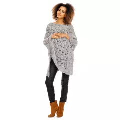 Sweter Poncho model 30012C Light Gray - PeeKaBoo