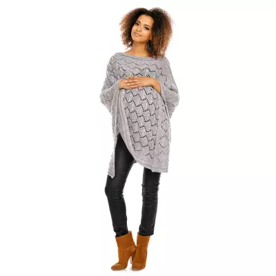 Sweter Poncho model 30012C Light Gray - PeeKaBoo