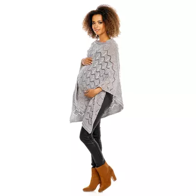 Sweter Poncho model 30012C Light Gray - PeeKaBoo