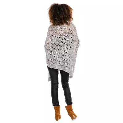 Sweter Poncho model 30012C Light Gray - PeeKaBoo