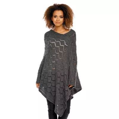 Sweter Poncho model 30012 Graphit - PeeKaBoo