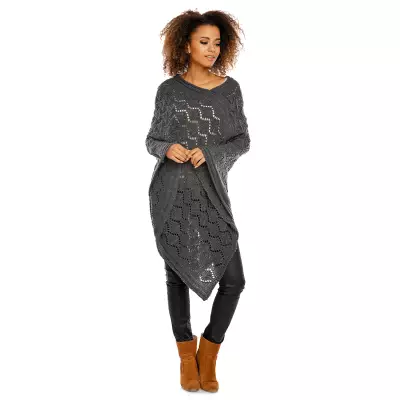 Sweter Poncho model 30012 Graphit - PeeKaBoo