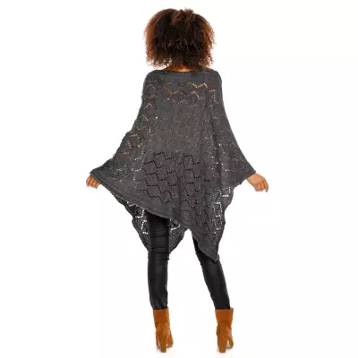 Sweter Poncho model 30012 Graphit - PeeKaBoo